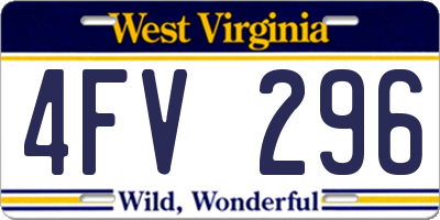 WV license plate 4FV296