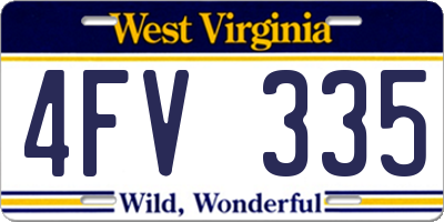 WV license plate 4FV335