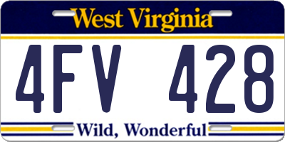 WV license plate 4FV428