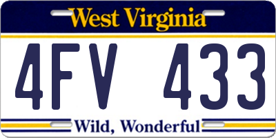 WV license plate 4FV433