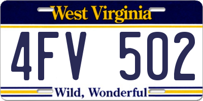 WV license plate 4FV502