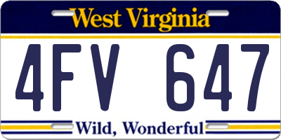 WV license plate 4FV647
