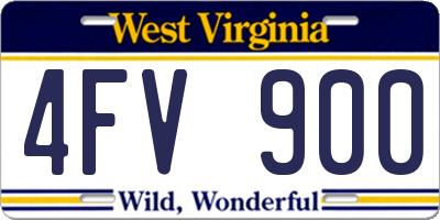 WV license plate 4FV900