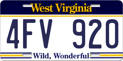 WV license plate 4FV920