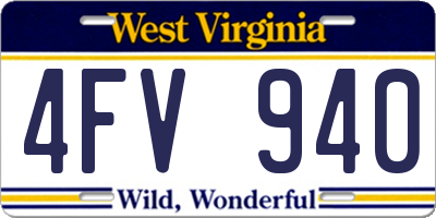 WV license plate 4FV940