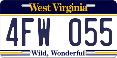 WV license plate 4FW055