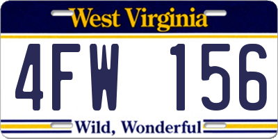 WV license plate 4FW156