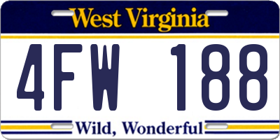 WV license plate 4FW188
