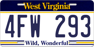 WV license plate 4FW293