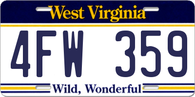 WV license plate 4FW359