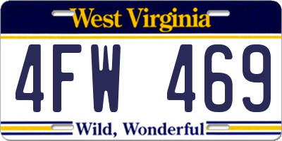 WV license plate 4FW469