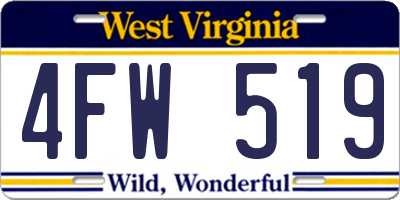 WV license plate 4FW519