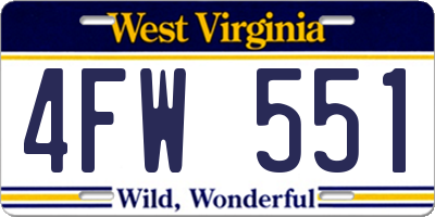 WV license plate 4FW551