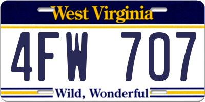 WV license plate 4FW707