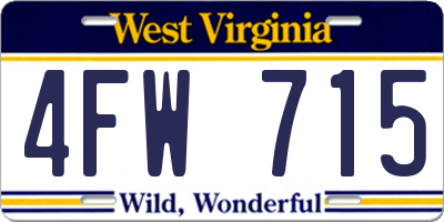 WV license plate 4FW715