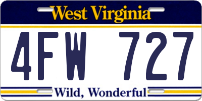 WV license plate 4FW727