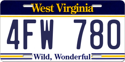 WV license plate 4FW780