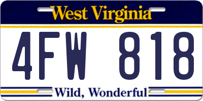 WV license plate 4FW818