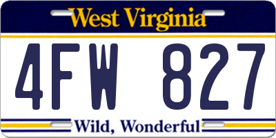 WV license plate 4FW827