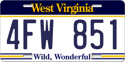 WV license plate 4FW851