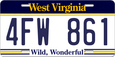 WV license plate 4FW861