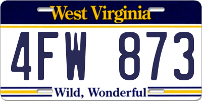 WV license plate 4FW873
