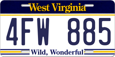 WV license plate 4FW885