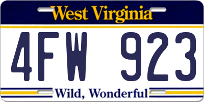 WV license plate 4FW923