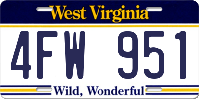 WV license plate 4FW951