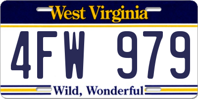 WV license plate 4FW979