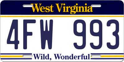 WV license plate 4FW993