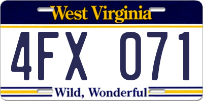 WV license plate 4FX071