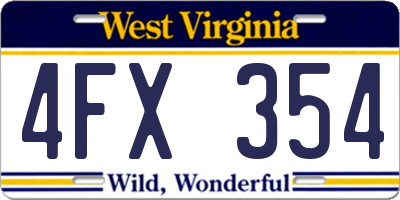 WV license plate 4FX354