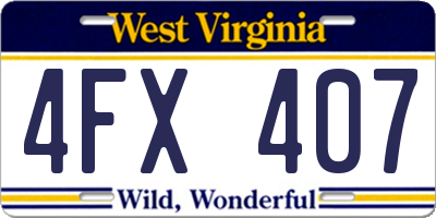 WV license plate 4FX407