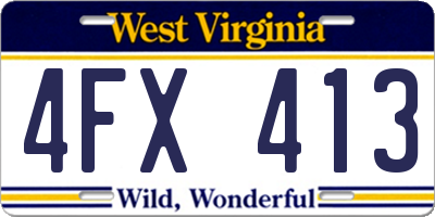 WV license plate 4FX413