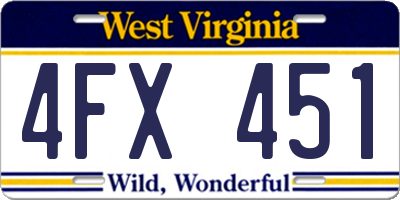 WV license plate 4FX451