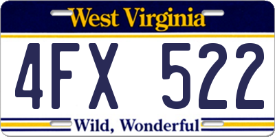 WV license plate 4FX522