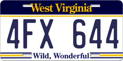 WV license plate 4FX644