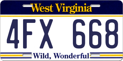 WV license plate 4FX668