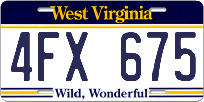 WV license plate 4FX675