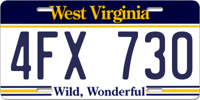 WV license plate 4FX730