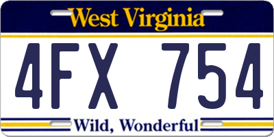 WV license plate 4FX754