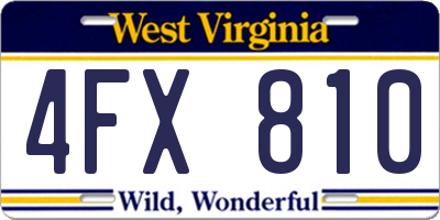 WV license plate 4FX810