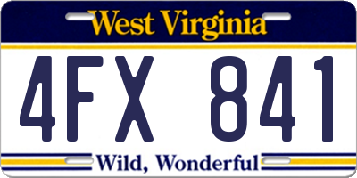 WV license plate 4FX841