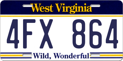 WV license plate 4FX864