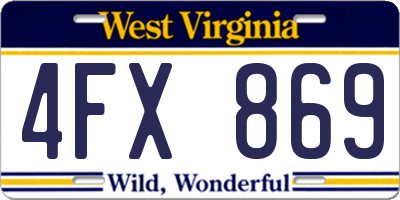 WV license plate 4FX869
