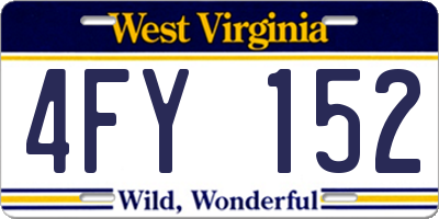 WV license plate 4FY152