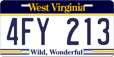 WV license plate 4FY213