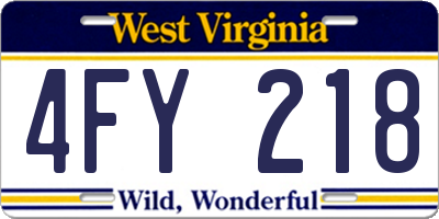 WV license plate 4FY218