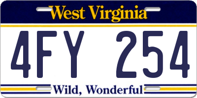 WV license plate 4FY254
